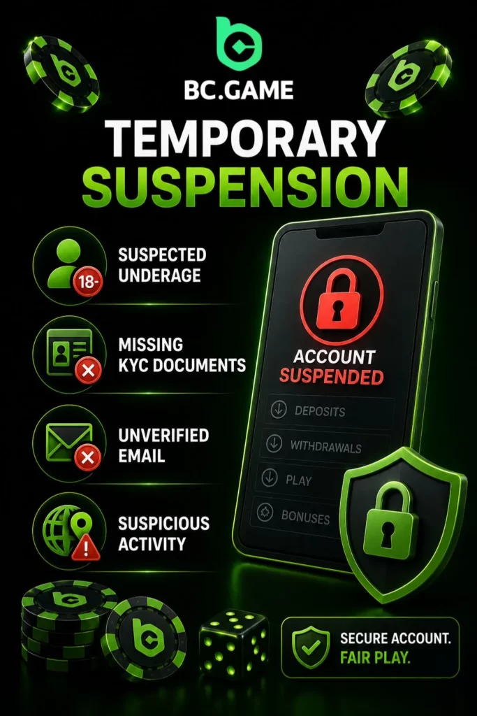 BC Game Temporary Suspension