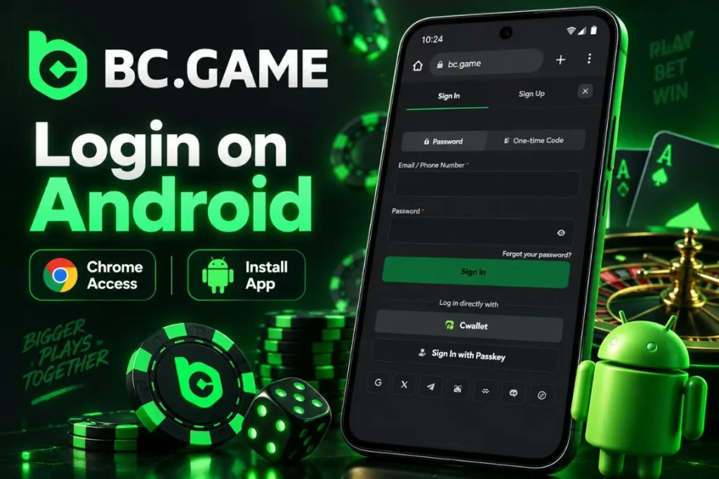 BC Game Login on Android