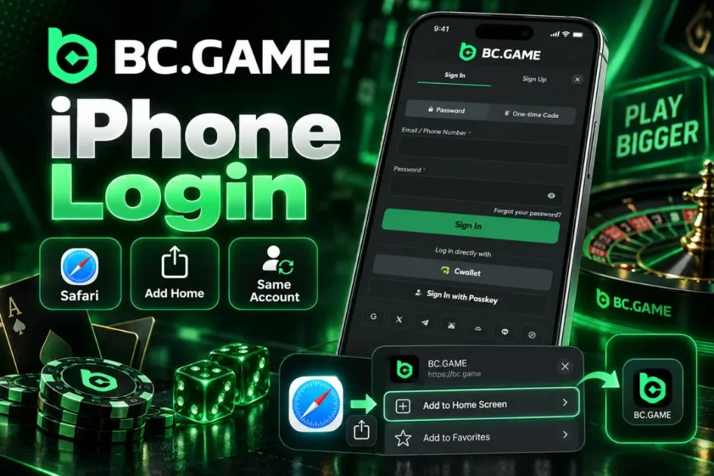 BC Game Login on iPhone